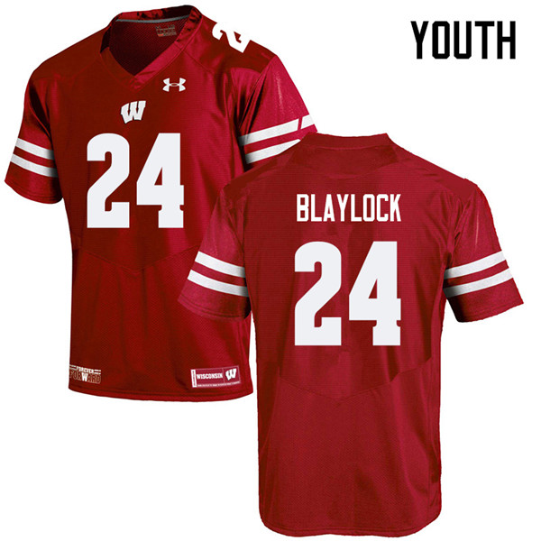 Wisconsin Badgers Youth #24 Travian Blaylock NCAA Under Armour Authentic Red College Stitched Football Jersey CG40O40ZY